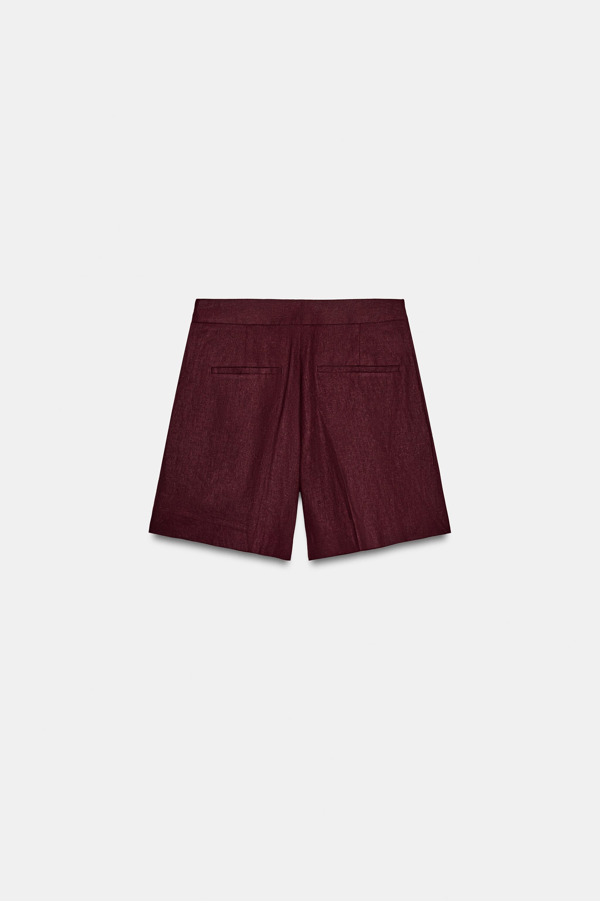SHORT À PINCES AVEC LIN